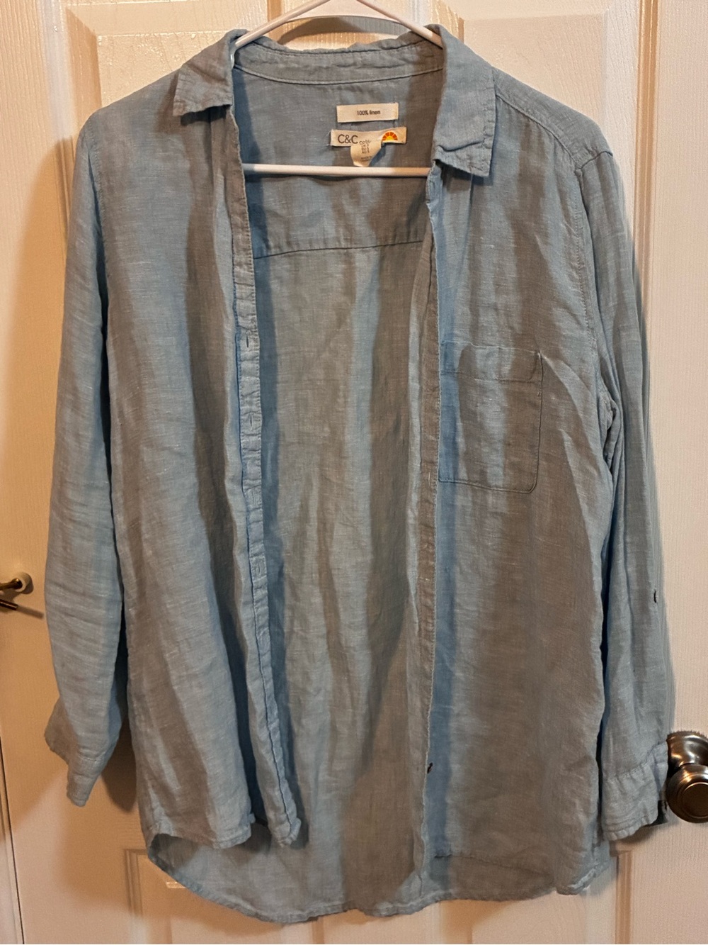 C&C California Pale Blue Linen Shirt Jacket
